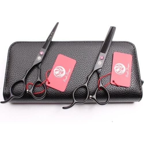 Left-Hand 5.5" 16cm Purple Dragon Black Hairdressing Scissors Cutting Scissors Thinning Shears Professional Hair Scissors Z8001