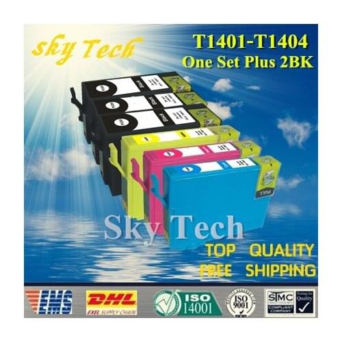 One Set Plus 2 BK Compatible Cartridge For T1401 to T1404 , For Epson TX560WD NX635 TX620FWD WF-3520 WF-3530 WF-3540 etc