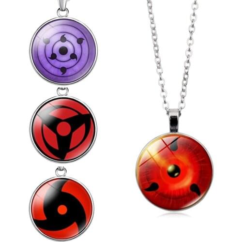 Anime Naruto Sharingan Necklace Pendant for Women Men Jewelry Accessories Uchiha Itachi Cosplay Necklaces Toys for Children Gift