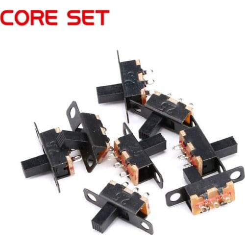 10/20pcs 50V 0.5 A Mini Size Black SPDT Slide Switch for DIY Power Electronic Projects SS12F15 G6 1P2T Toggle Switch Handle 6mm