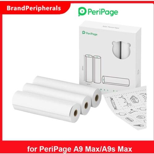 3 rolls PeriPage 107mm Thermal Paper Roll BPA-Free Non-adhesive Receipt Printing Paper for for PeriPage A9 Max/A9s Max