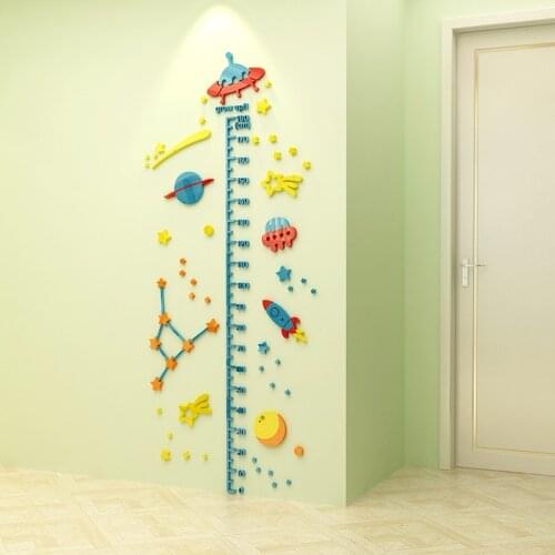 Creative DIY Cartoon Star Wall Height stickers Ruler Baby Childrens room Wall Art Decor 3d Acrylic wall sticker for Kids Rooms