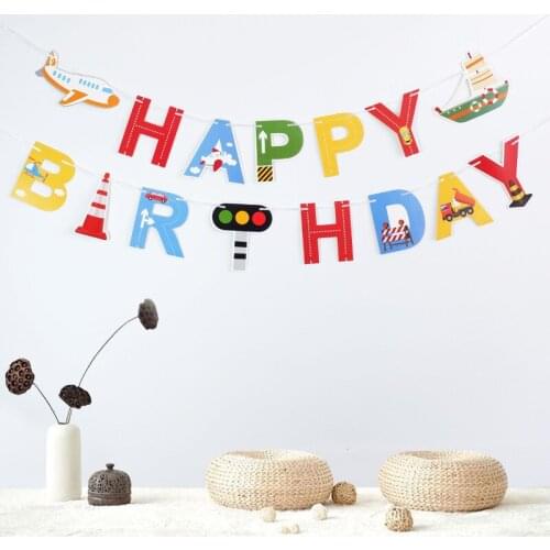 Birthday party decoration gold and silver happy birthday pull flag baby HAPPY BIRTHDAY letter pull flower banner bunting