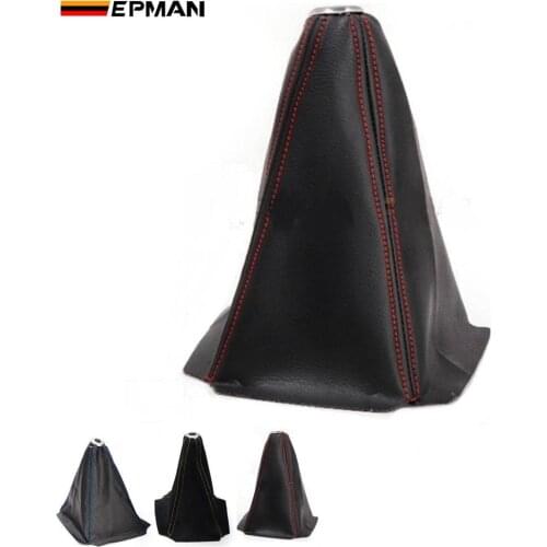 Jdm Universal Black PVC Carbon Fiber Grain Shifter Knob Boot Cover Stitching (Color:Blue ,Red,Yellow) for VW GOLF GTI MK3 EP-PDT