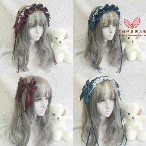 Poison Mushroom Dark Green Wine Lolita Hair Band KC Lolita Barrettes Versatile Bow