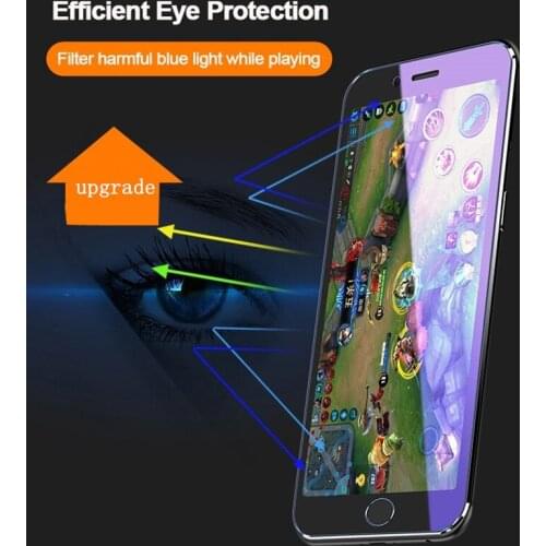 Anti Blue-ray Screen Protectors For iPhone 12 11 Pro Max SE2 7 8 6 S + XS XR X 12Mini Tempered Glass Front Film Screenprotector