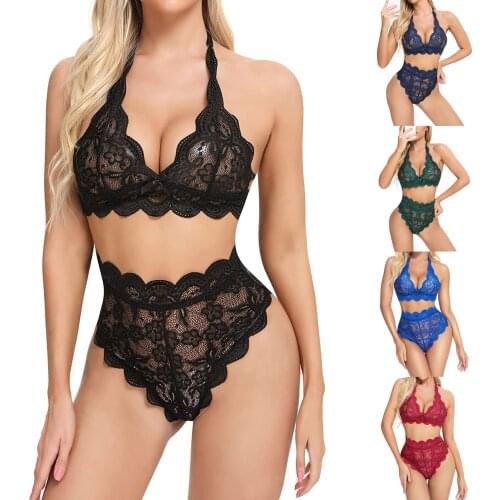 Womens Sexy Lingerie Set Sexy Clothes Lace Porno Female Wireless Bra And Panty Set Outfits Erotic Costume Ladies Underwear