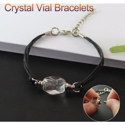1PC Clear Crystal Vial Bracelets Wishing bracelets Premade Woven Cotton Bracelet Name on Rice Bracelet