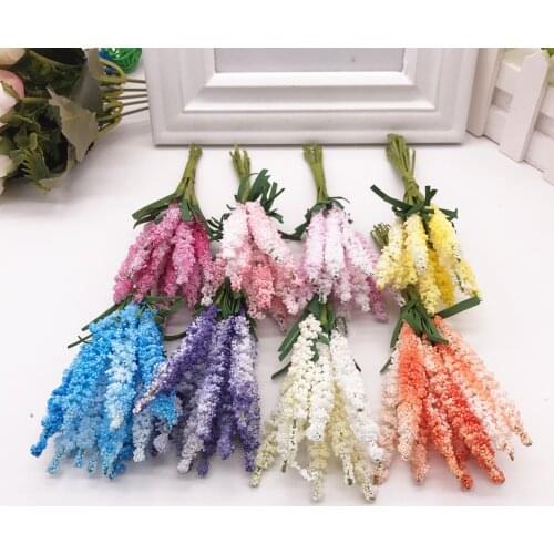 10Pcs/lot Mini PE Lavender Artificial Flowers for Wedding Home Decoration DIY Craft Gift Bride Wreath Scrapbooking Fake Flower