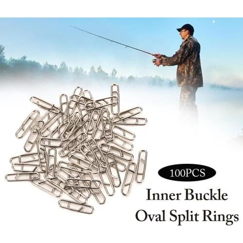 100Pcs Mini Stainless Steel Swivels Snap Oval Split Rings Fishing Tackle Tool Fast Link Clips Snap Cnnector Interlock