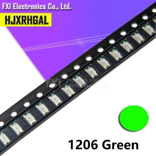 100pcs Green 1206 SMD LED light 3216 new original