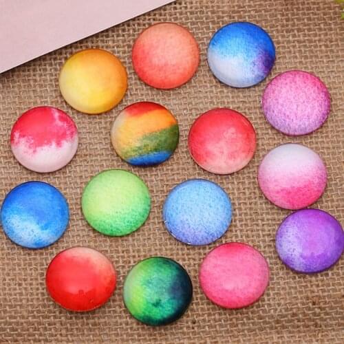 30pcs 12mm/14mm/16mm Color Galaxy Pattern Round Handmade Photo Glass Cabochons & Glass Dome Cover DIY Handmade Cabochon gem