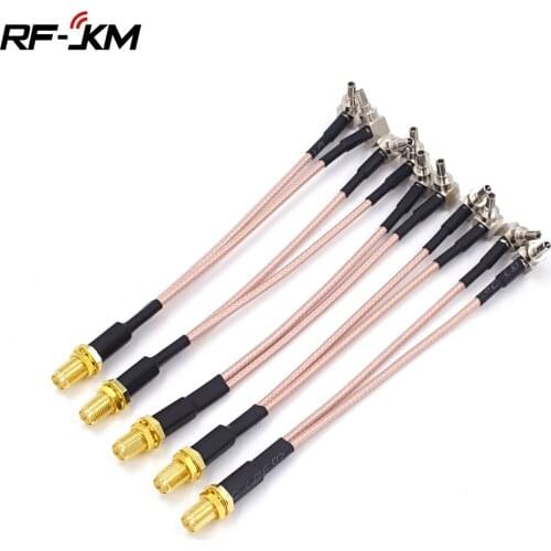 5pcs Y Type cable SMA Female to 2*CRC9 Right Angle Connector RG316 Pigtail Cable 15cm