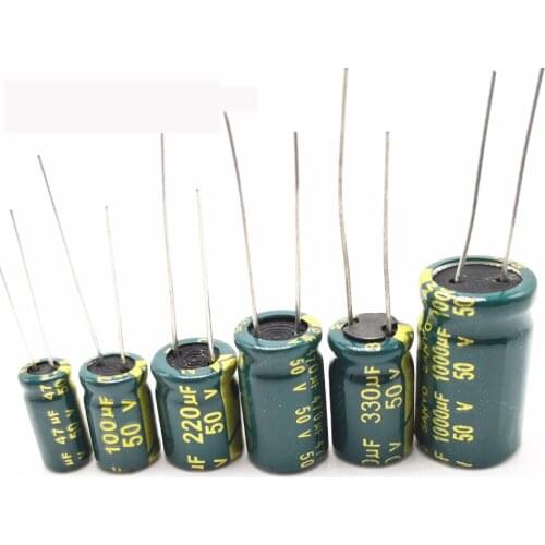 20-500pcs 6.3v 10v 16v 25v 35v 50v 63v 250uf 400v 2.2uf 4.7uf 6.8uf 33uf 47uf 100ufhigh frequency aluminum electrolytic capacito