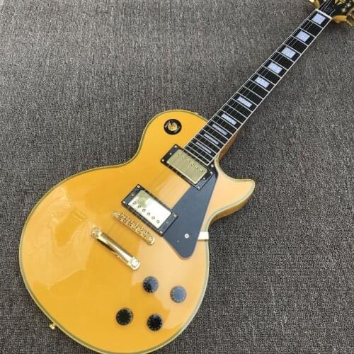 Free delivery, yellow electric guitar, ebony binding, , high quality electric guitar，Gold hardware