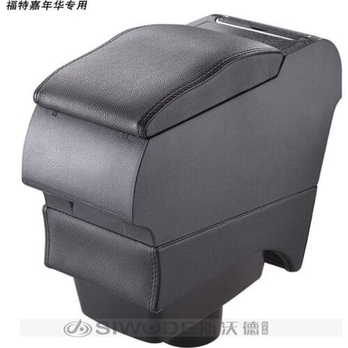 Free Punch Wooden Pu Leather Special Car Armrest Box with 4 USB Hole for Ford Fiesta Car Hand Box