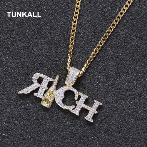 Bling Bling Brass Pendant Micro pave with CZ Pendant Necklace Iced out Hip Hop Jewelry CN125