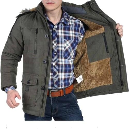 Big Fur Collar Winter Jacket Men Thick Casual Outwear Jackets Mens Fur Collar Windproof Parkas Velvet Warm Coat Plus Size 6XL