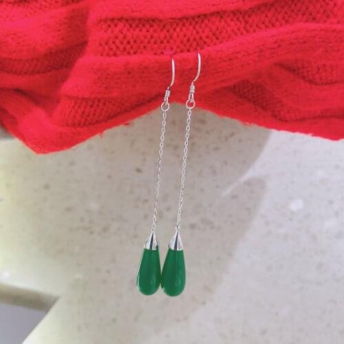 BONLAVIE S925 Sterling Silver Opal Drop Earrings Classic Simple Long Tremella Jewelry Wholesale