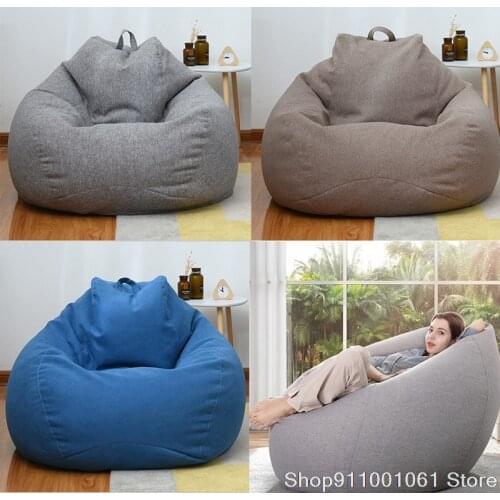 Lazy Sofas Cover Chairs Without Filler Linen Cloth Lounger Seat Bean Bag Pouf Puff Couch Tatami Living Room Beanbags