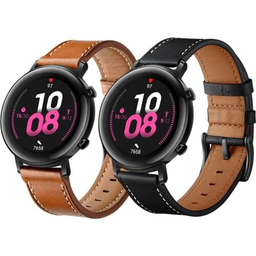 Black Brown Leather Watchband for HUAWEI WATCH GT 2 46mm 42mm Wrist strap GT2 Smartwatch Band Bracelet Accessories