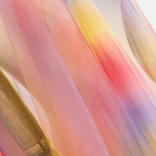 Colorful Rainbow Mesh Lace Fabric For Sewing Tulle Dress Wedding Decoration 5 yards/Lot TJ0263