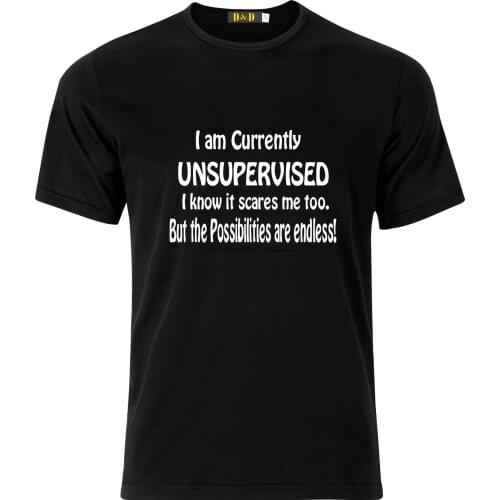 I AM CURRENTLY UNSUPERVISED SCARES ME T FUNNY HUMOR GIFT PRESENT COTTON T SHIRT