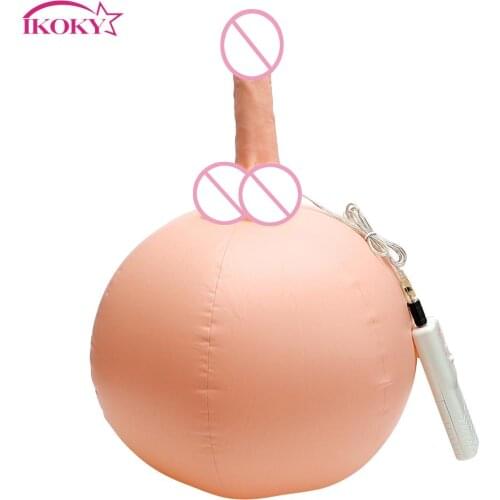 IKOKY Female Masturbation Inflatable Artificial Dildo Fake Penis Sex Toys for Women Ball Sitting On Vibrator Sex Shop