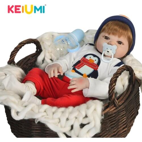 KEIUMI 23 Inch Full Silicone Baby Doll Handmade Lifelike Reborn Babies Boy Toy For Kid Christmas Gift Bedtime Playmate
