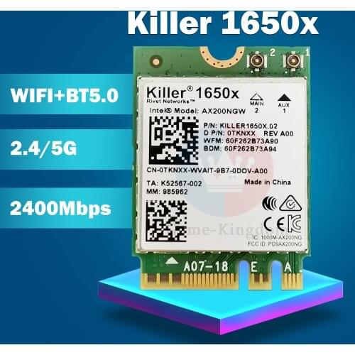 Killer 1650x ax200 AC Dual Band 2.4Gbps Wireless AX200Wifi Card AX200NGW 802.11AX/AC/A/B/G/N BT 5.0 Laptop for Windows 10