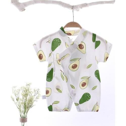 Infant Romper 2021 New Baby Summer Bottoming Short Romper For Baby Romper Cotton Out Green Avocado Printing Clothing 0-24 Month
