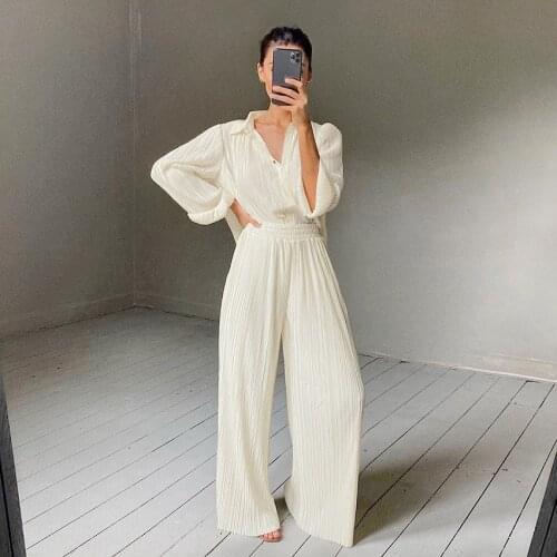 High Fashion Beige Ruched Pants Women Korean Style Loose Casual Pants Trousers Ladies Office Mujer Pantalones