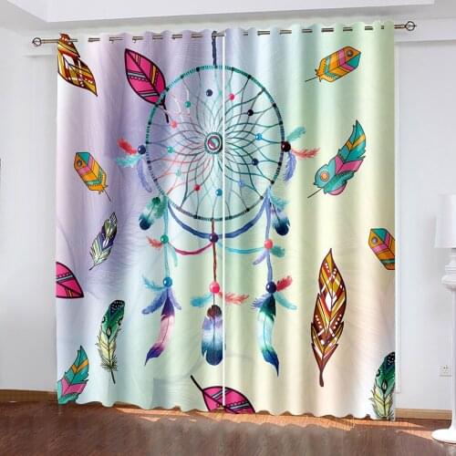 3D Printing Feather Personality Pattern Adult Bedroom Living Room Shading Custom Curtain Set Bedroom with Hook Accessories
