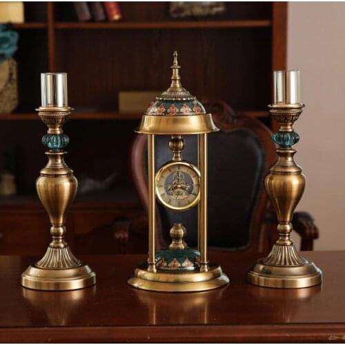 Retro Table Clock Ornaments Desk Alarm Clock Battery Operated Silent Desktop Pendulum Clock Living Room Indoor Home Decoration
