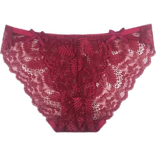 New hot style lace underwear women breathable comfortable elastic waist hollow double bow elegant temptation 60221