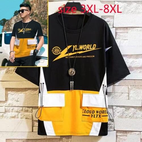 New Arrival Fashion Super Large Cotton Short Sleeve Summer Casual O-neck Knitted Print Men T Shirt Plus Size 3XL-5XL 6XL 7XL 8XL