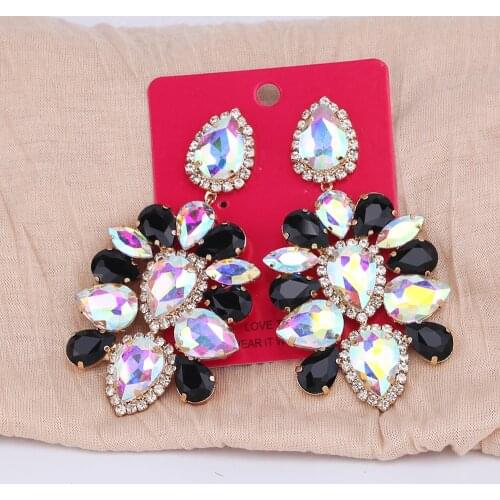 New Designer Earrings Women Large Rhinestone Pendant Earrings Fashion Jewelry Drop Earrings For Women Dangle Earrings Korean EAR