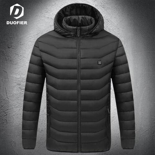 Heated Parkas Winter Warm Electric USB Jacket Men Women Smart Heating Coat Solid Washable Thermal 4 Heating Zones Hat Detachable