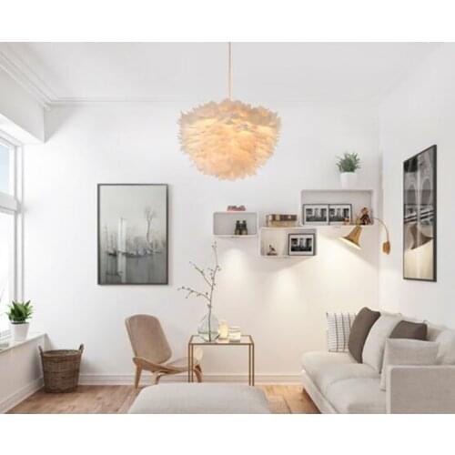 Feather White Warm Pendant light Lighting F Creative Artistical Lamp for Living Room Dining Room Bedroom Modern Led bulbs