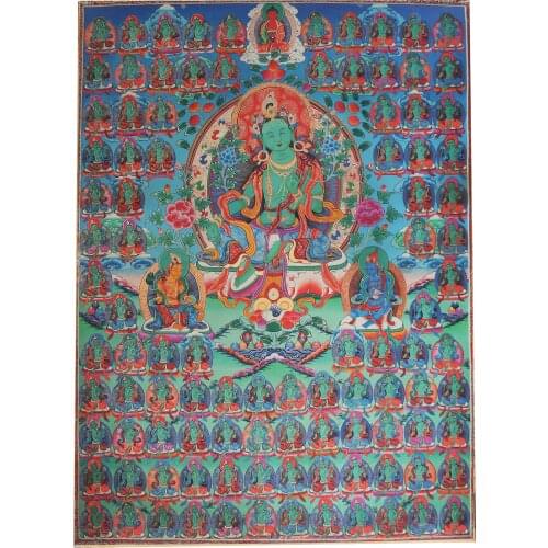 Thang-ga print on fabric, Tibetan painting