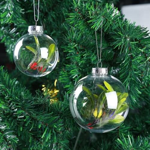 Transparent Christmas Ball Plastic Clear Hanging Ball Pendant Round Ball Party Pendants Home Decor Christmas Decoration 6Pcs