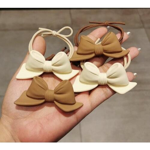Winter Small Ribbon Bows Elastic Hair Band For Kids Girls Ponytail Candy Color Bowknot Hair Ropes Ties Headwear Hair Accessories