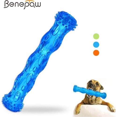 Benepaw Bite Resistant Rubber Dog Bones Teeth Cleaning Nontoxic Floatable Squeaky Pet Toys For Small Medium Big Dog Chew