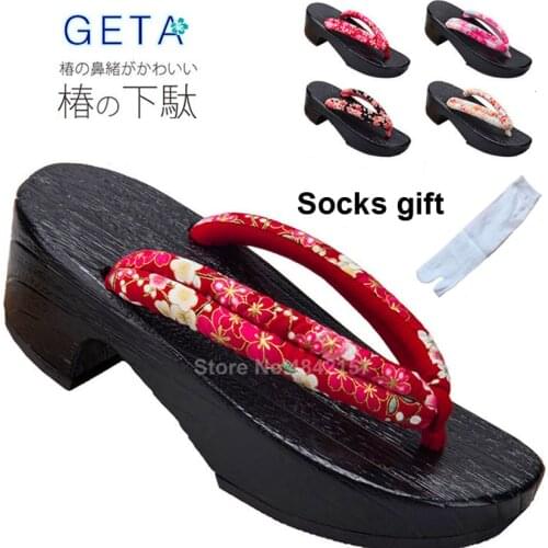 Halloween Shoes for Women Japanese Traditional Cosplay Slippers Wooden Geta Clogs Flip Flops Kimono Oriental Sandals Sauna Wear