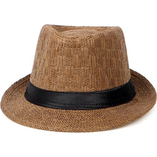 Panama Fedora Hat Men 2020 Summer Mens Straw hats Short Brim Sombreros Hombre Chapeau Homme Jazz Cap Beach Sun Cap Sunhat