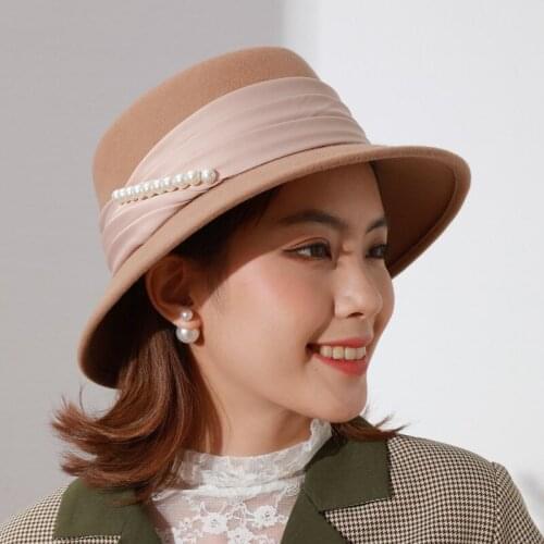 NEW 100% Wool Felt Women Hats Wide Brim Fedoras For Wedding Party Church Hat Pork Pie Fedora Hat Floppy Triby Sombrero Mujer Cap