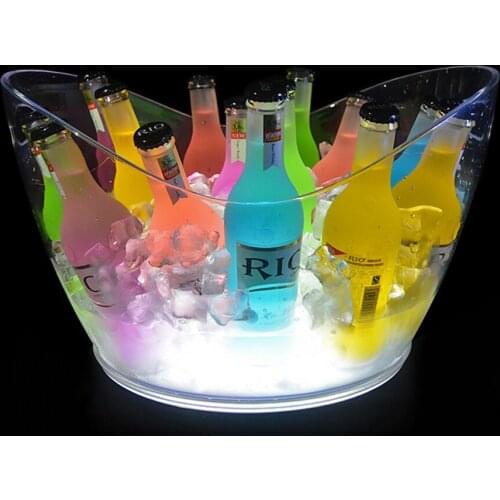 LED Rechargeable Acrylic Ice Buckets Luminous Boat Shaped Cockail Drink Cooler Bars Nightclubs Champagne Beer Wine Holder