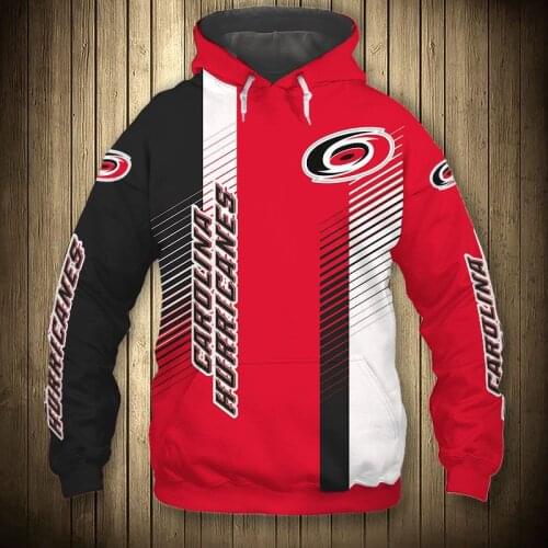 Black Red Swirl Stripe Stitching Printing Sweatshirt Carolina mens Casual Hurricanes Hoodie