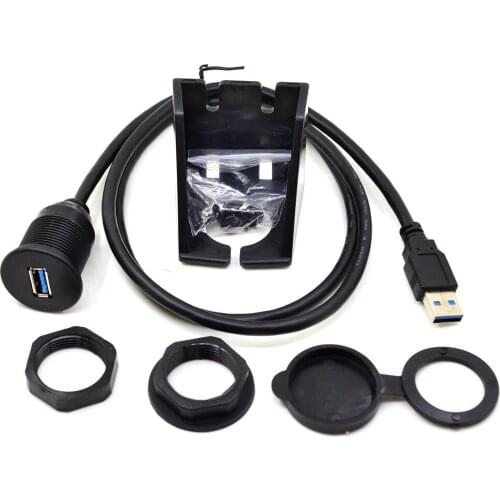 USB 3.0 Male to USB 3.0 Female AUX Flush Mount Car Mount Extension Cable for Car Truck Boat Motorcycle Dashboard Panel 3 Feet