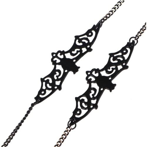 Creative Retro Black Bat Glasses Chain Women Fashion Hanging Neck Personality Eyewear Lanyard Eyeglass Decorative Chain